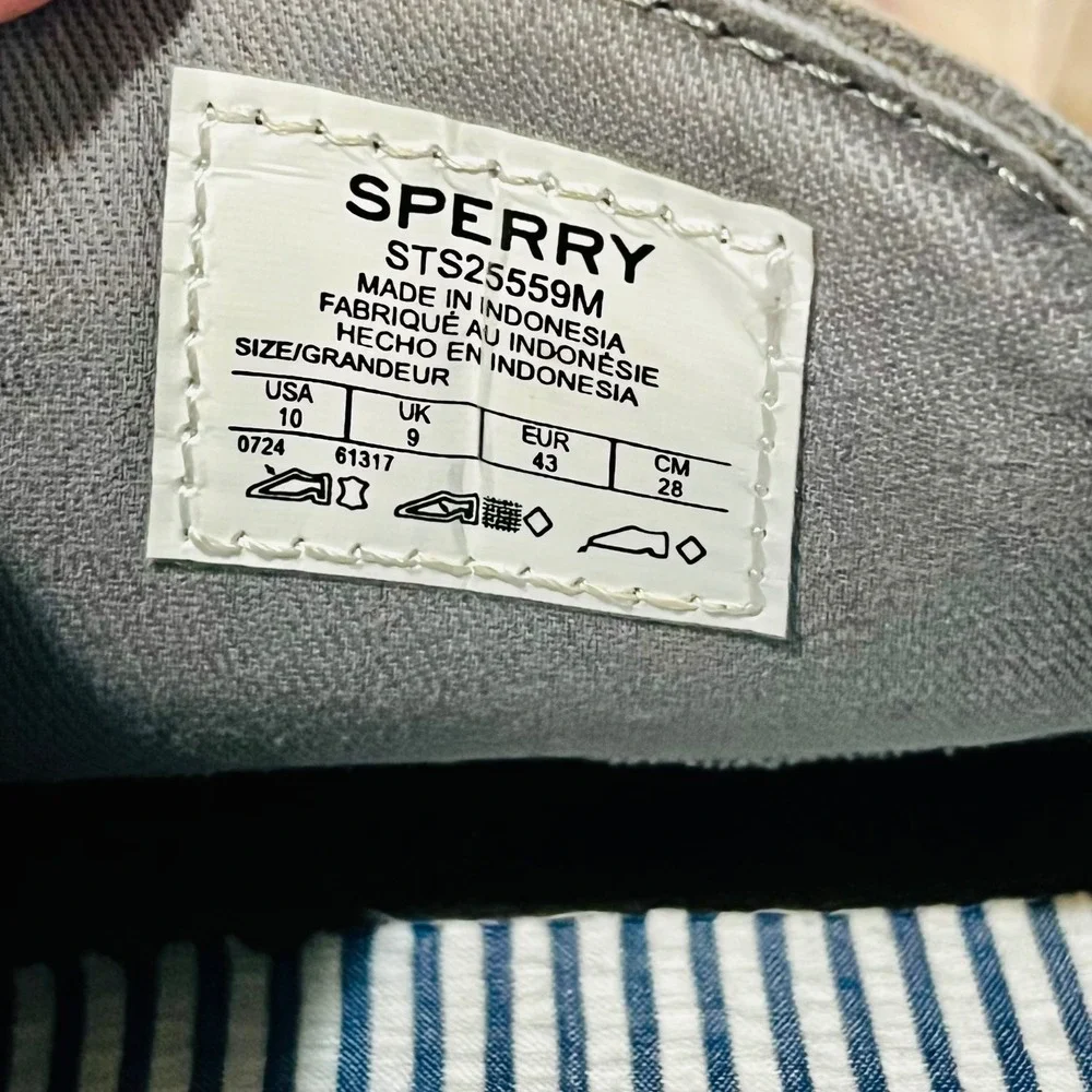 Sperry Topsider Authentic Original 2 Eye Boat Shoes Men 10 Grey Leather Nautical